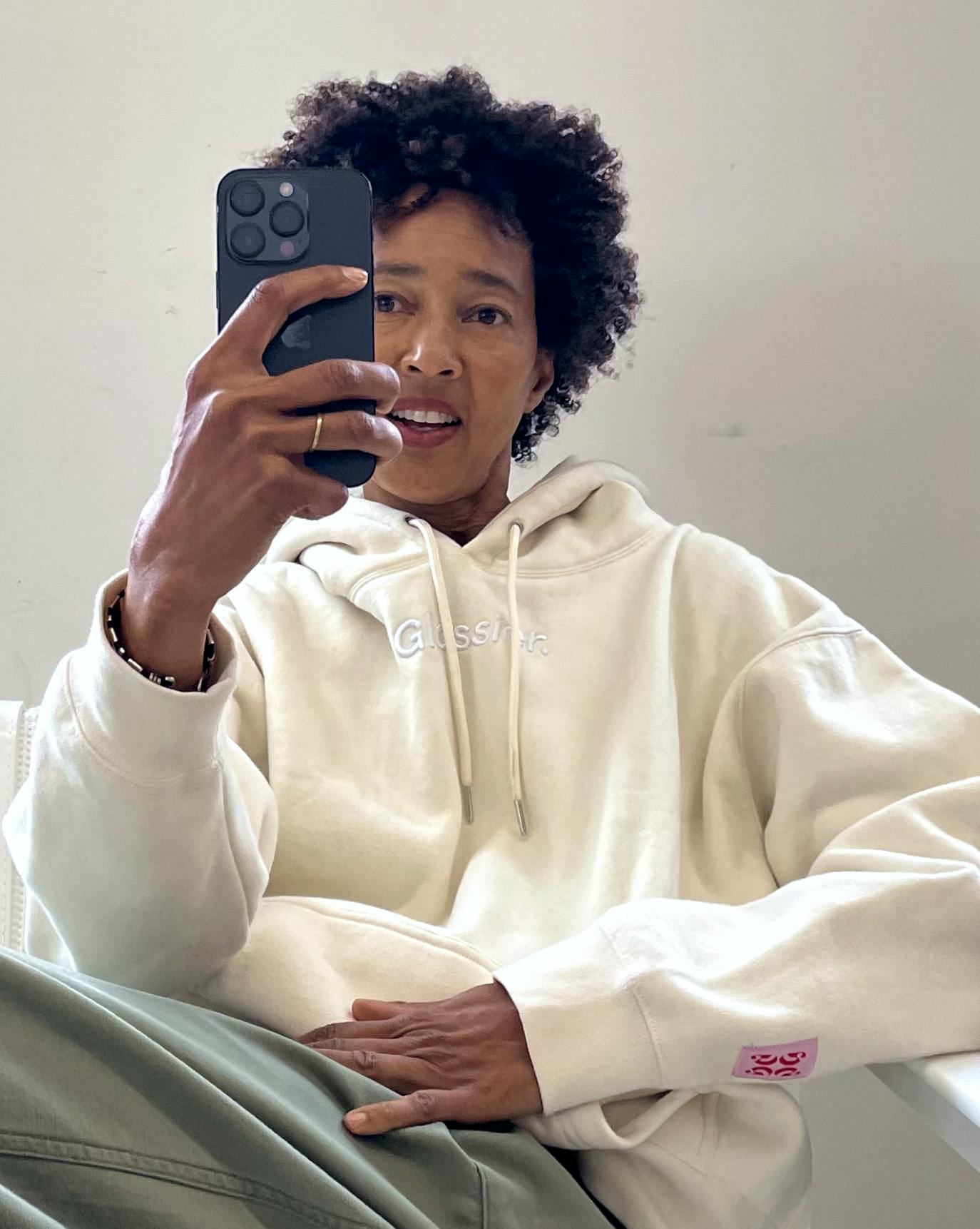 Limited Edition Embroidered Cream Hoodie – Glossier