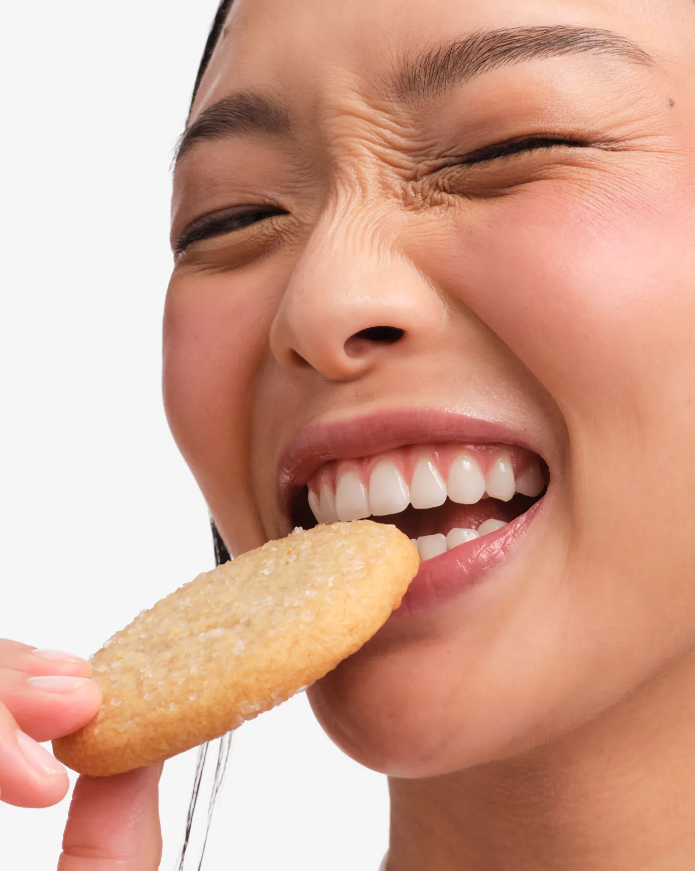 Joy wears Just Baked Balm Dotcom.