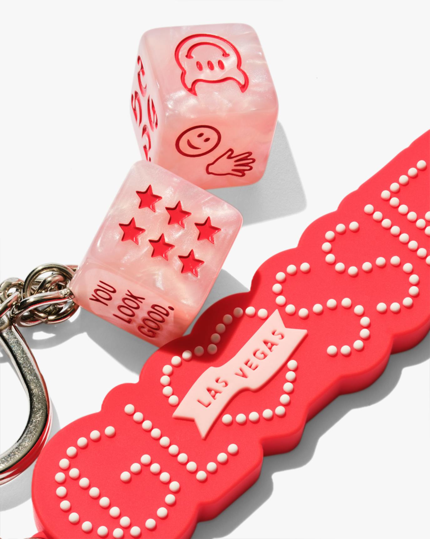 close up of las vegas keychain