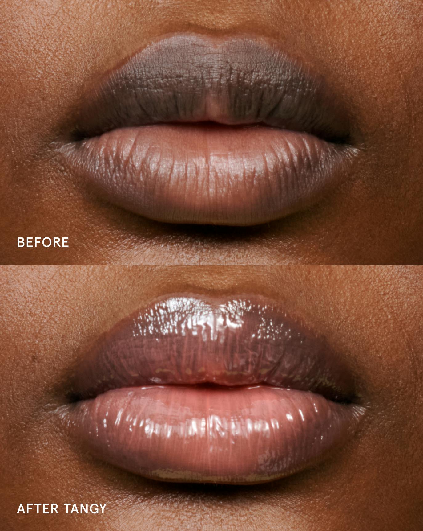 Ibti wears Lip Glaze in Tangy.