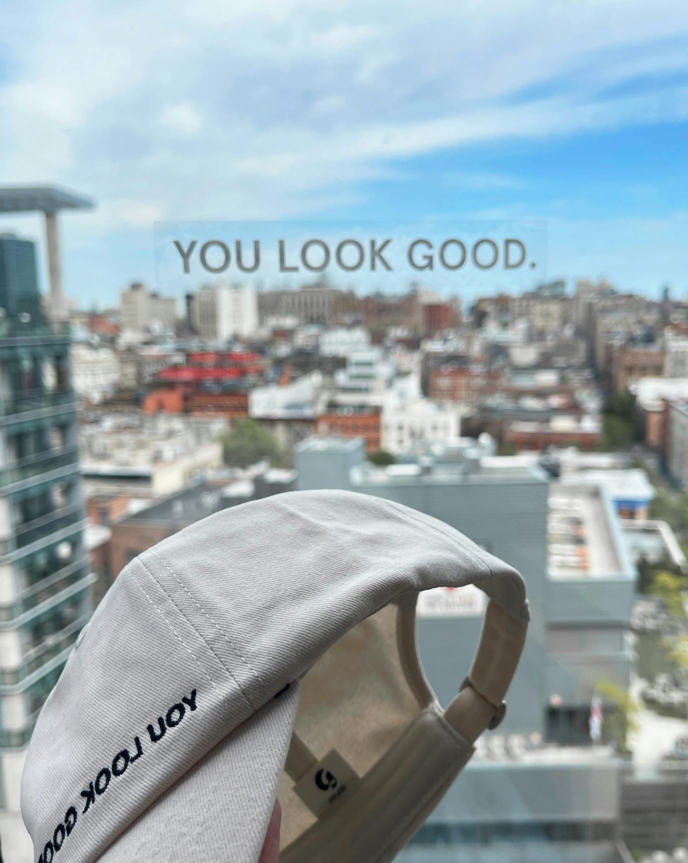 you look good decal on window with you look good cap in view
