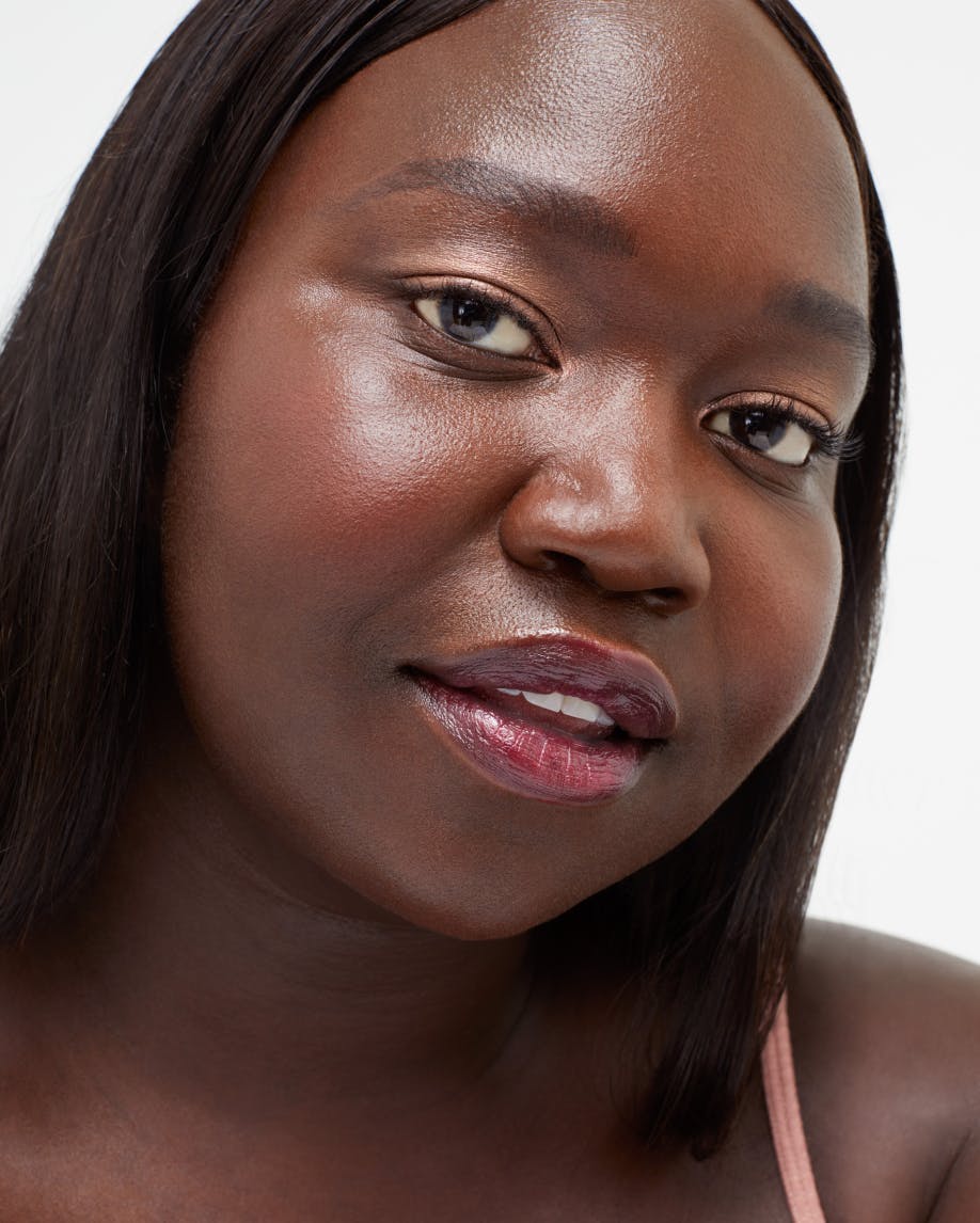 model wears monochromes in almond